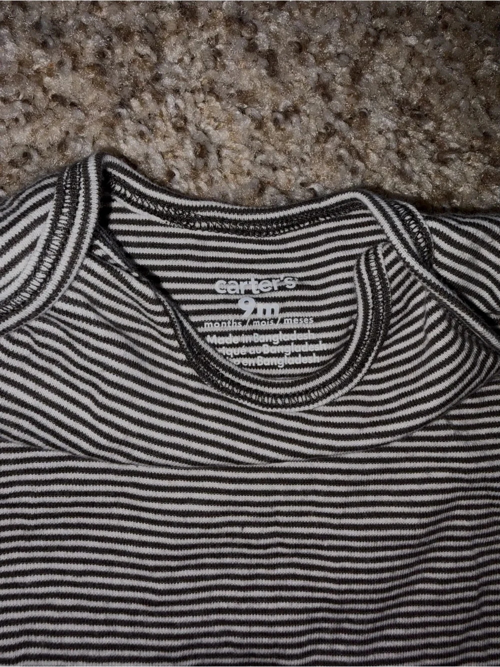 Carter's Black and White Striped Baby One-Piece Bodysuit